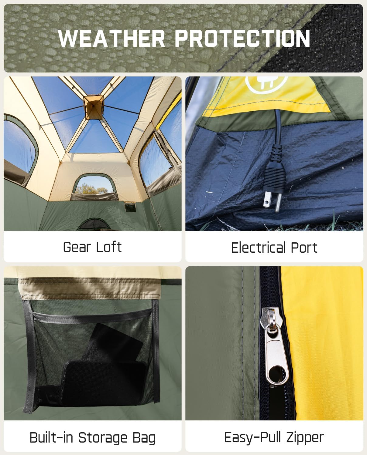 FanttikOutdoor Camping Tent 4/6/8/10 Person Instant Cabin Tent Setup in 60 Seconds with Rainfly & Windproof Portable with Carry Bag for Family Camping & Hiking, Upgraded Ventilation