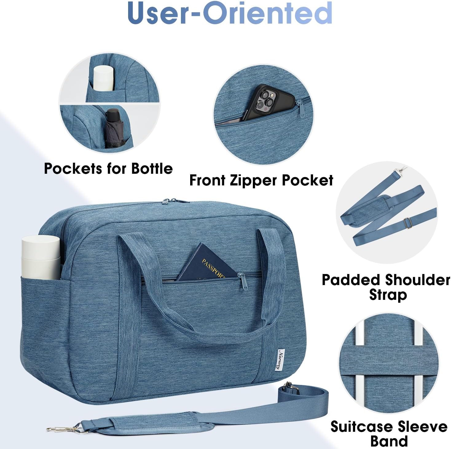 18" Carry on Bag Underseat for Airplane Spirit Airlines Personal Item Travel Bag 18x14x8 Small Duffle Bag Duffel Bag Gym Weekender Overnight Bag with Wet Pocket for Women and Men (Navy Blue)